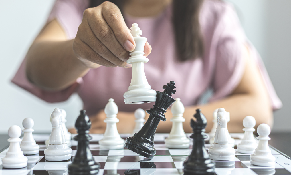 Kid playing chess